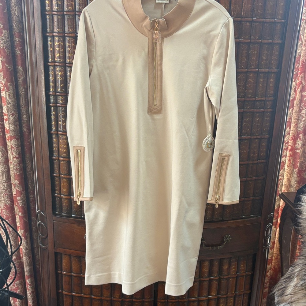 Spartina 449 Cream and Tan Zippered Dress